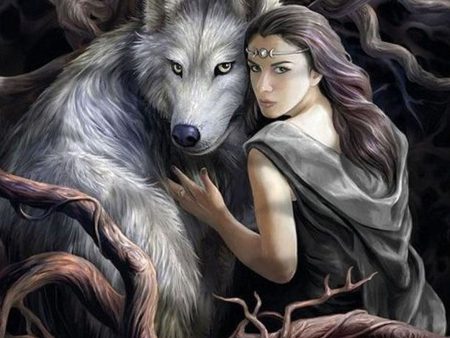 Girl and Wolf - Full Drill Diamond Painting - Specially ordered for you. Delivery is approximately 4 - 6 weeks. For Sale