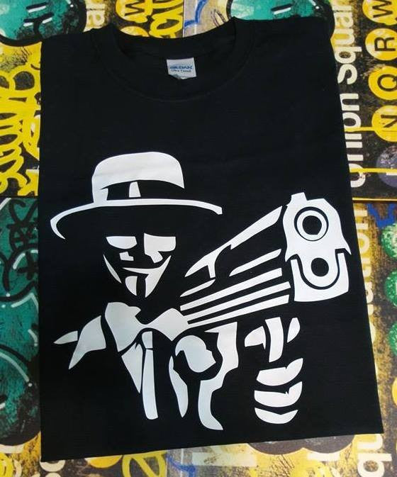 Anonymous Gangster with Gun T-shirt | Blasted Rat Online Sale