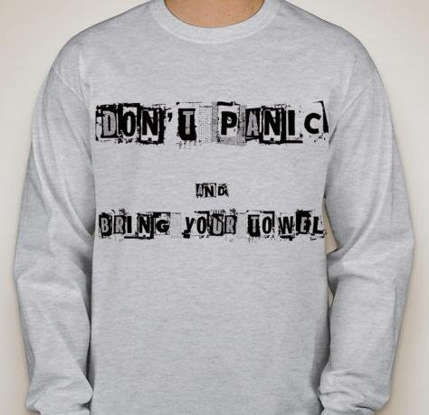 Towel Day Dont Panic And Bring Your Towel Long Sleeve T-shirt | Blasted Rat Sale